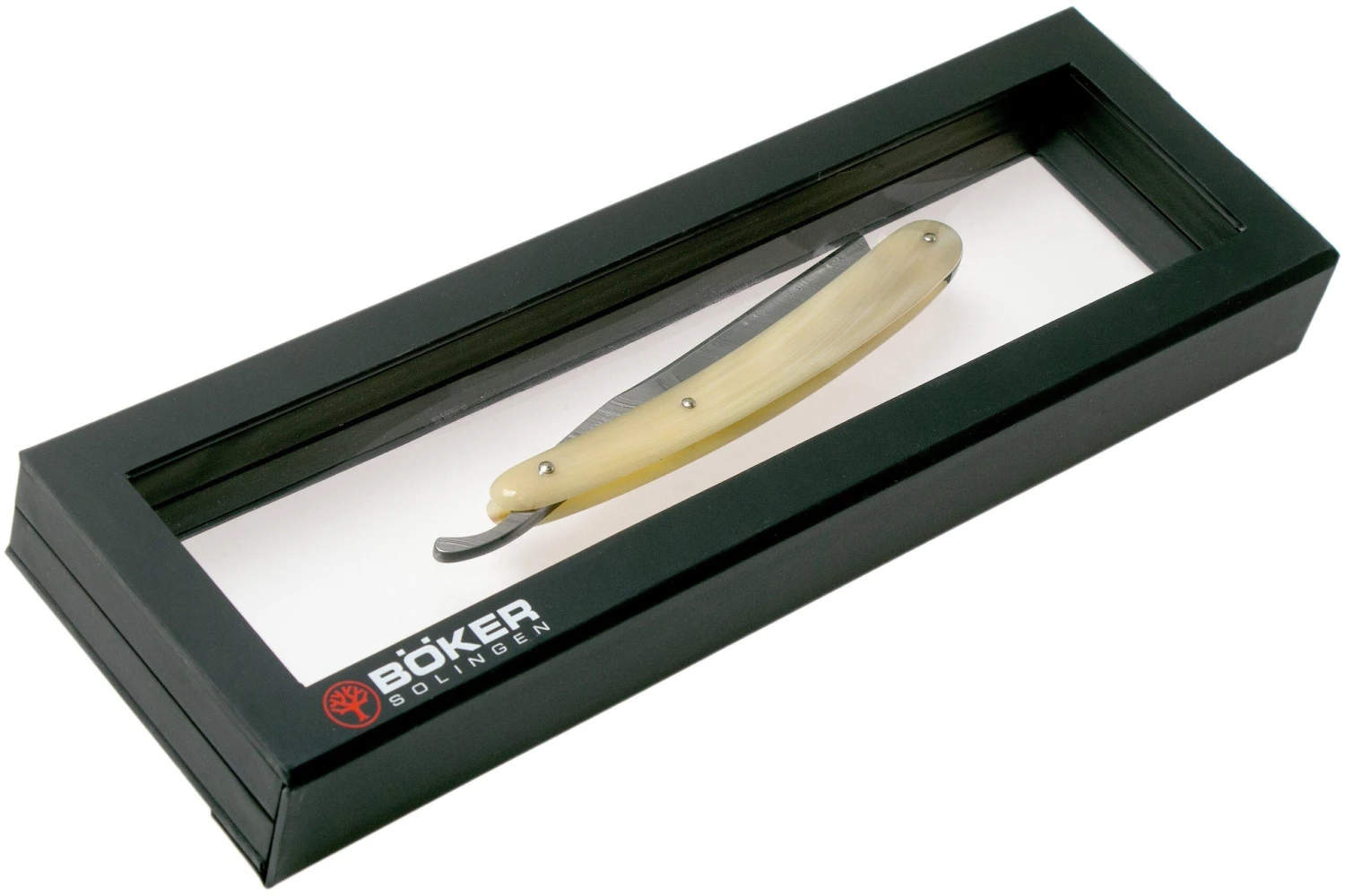 Böker Manufaktur Damascus Horn Rasoir Coupe-choux 140623DAM 7 Böker Manufaktur Damascus Horn Rasoir Coupe-choux 140623DAM – Image 7