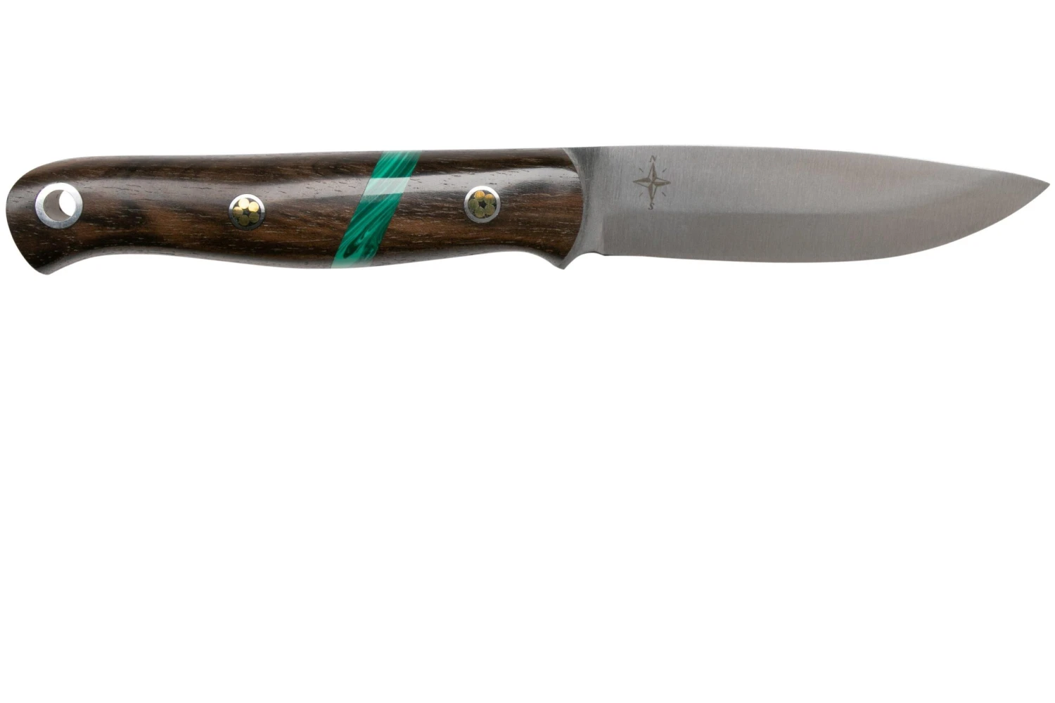 Bark River Ultra-Lite Bushcrafter CPM 3V Zericote, Jade Malachite Spacer, Black Liners, Mosaic Pins 2 Bark River Ultra-Lite Bushcrafter CPM 3V Zericote, Jade Malachite Spacer, Black Liners, Mosaic Pins – Image 2