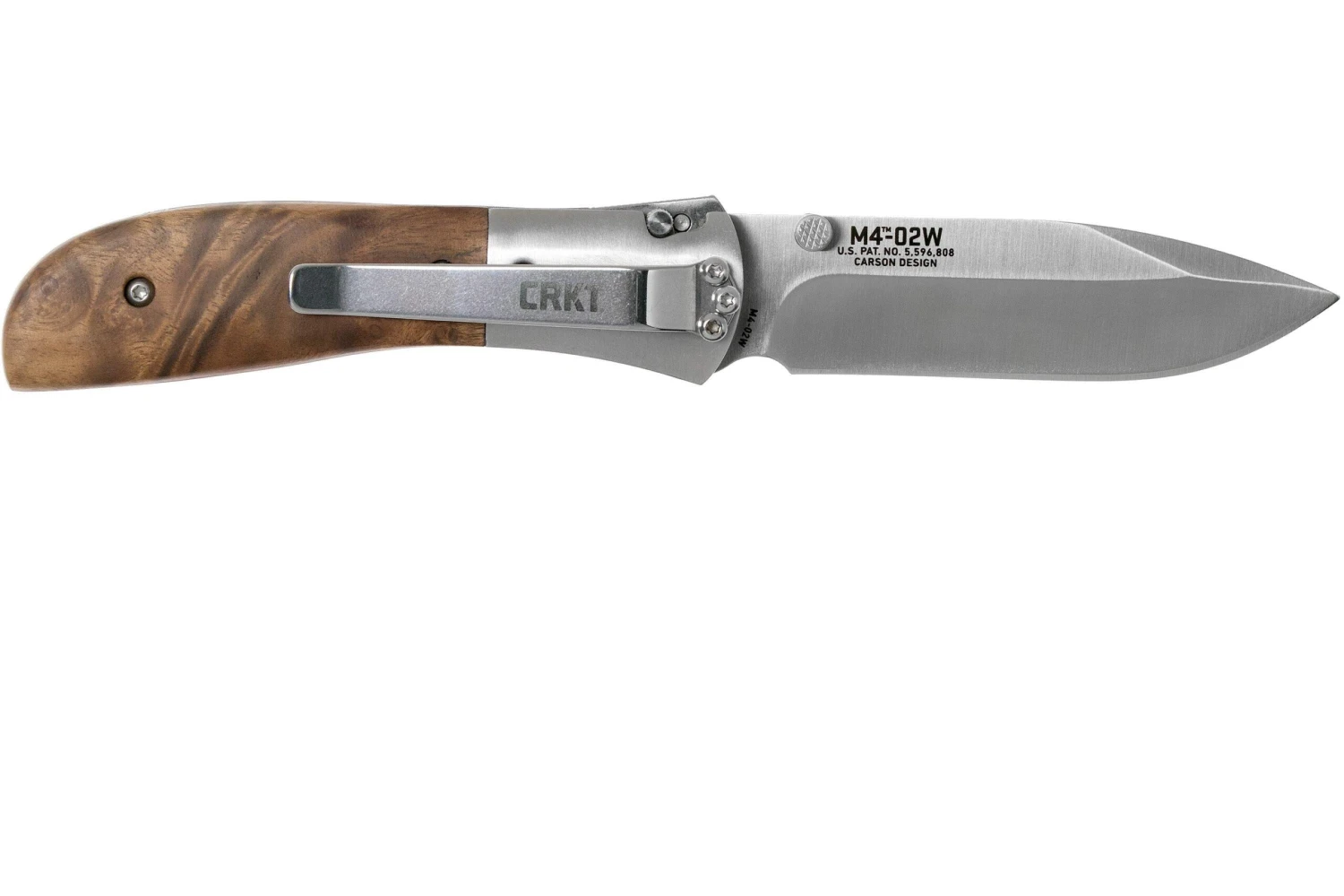CRKT M4-02W Burled Wood Couteau De Poche, Kit Carson Design 2 CRKT M4-02W Burled Wood Couteau De Poche, Kit Carson Design – Image 2