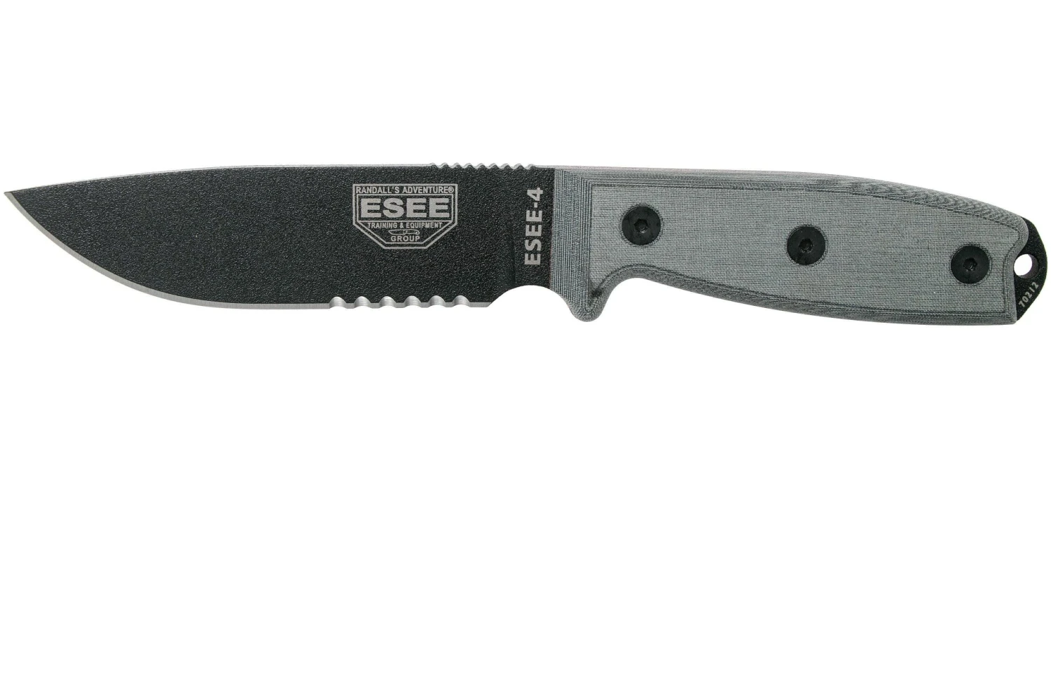 ESEE Model 4 Serrated Blade, Grey Handle 4S-MB-B Avec étui Noir + Clip Et MOLLE-back 1 ESEE Model 4 Serrated Blade, Grey Handle 4S-MB-B Avec étui Noir + Clip Et MOLLE-back