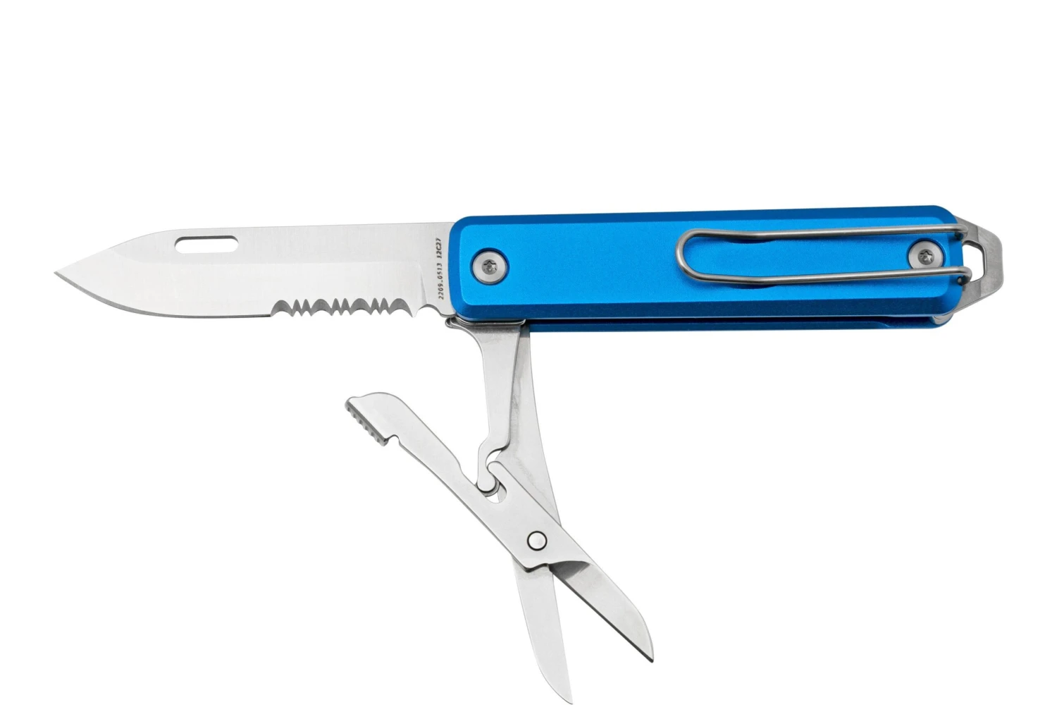 The James Brand The Ellis Scissors, Cerulean, Aluminum Serrated, Couteau De Poche 2 The James Brand The Ellis Scissors, Cerulean, Aluminum Serrated, Couteau De Poche – Image 2