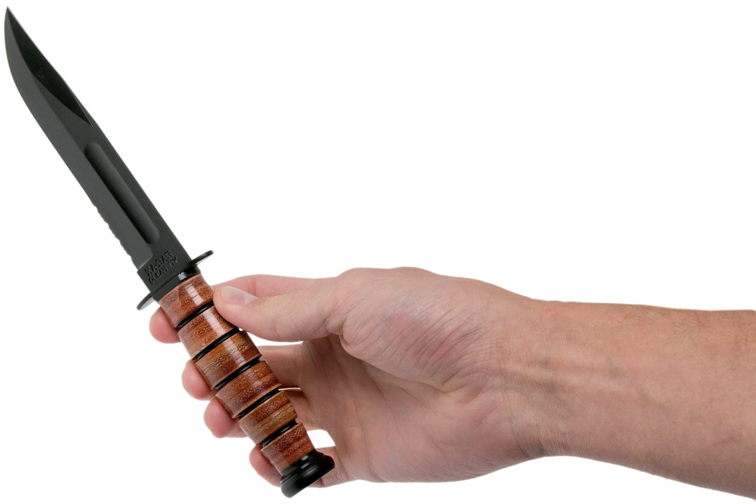 KA-BAR Short 1261 Couteau à Lame Fixe Partiellement Dentelé, étui En Cuir 6 KA-BAR Short 1261 Couteau à Lame Fixe Partiellement Dentelé, étui En Cuir – Image 6