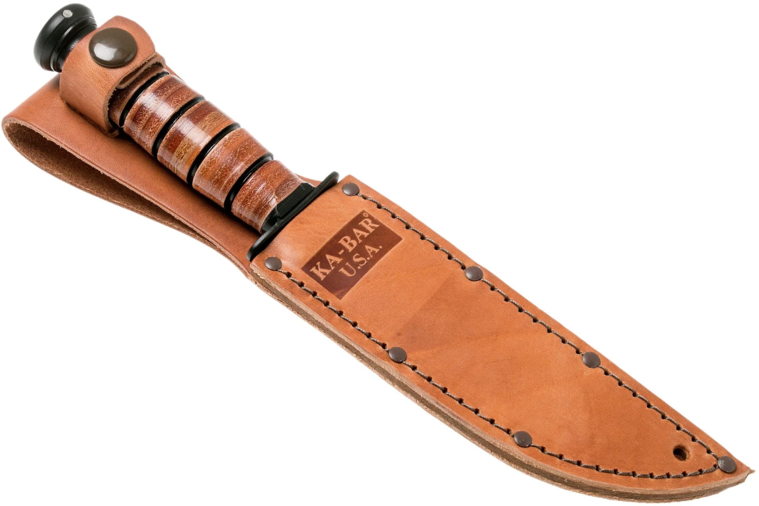 KA-BAR Short 1261 Couteau à Lame Fixe Partiellement Dentelé, étui En Cuir 7 KA-BAR Short 1261 Couteau à Lame Fixe Partiellement Dentelé, étui En Cuir – Image 7