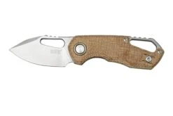 MKM Isonzo FX03M-3NC Clippoint M390, Natural Canvas Micarta Couteau De Poche, Jesper Voxnaes Design
