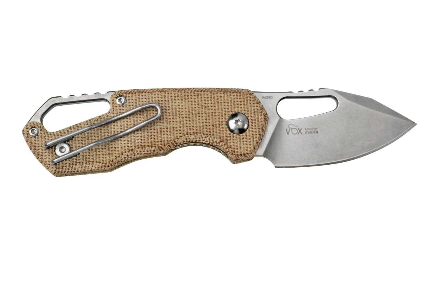MKM Isonzo FX03M-3NC Clippoint M390, Natural Canvas Micarta Couteau De Poche, Jesper Voxnaes Design 2 MKM Isonzo FX03M-3NC Clippoint M390, Natural Canvas Micarta Couteau De Poche, Jesper Voxnaes Design – Image 2