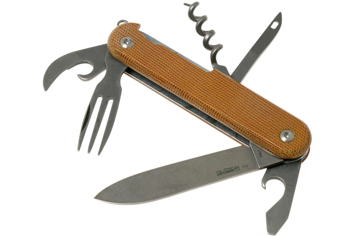 MKM Malga 6 Natural Canvas Micarta MP06-NC Couteau De Poche 2 MKM Malga 6 Natural Canvas Micarta MP06-NC Couteau De Poche – Image 2