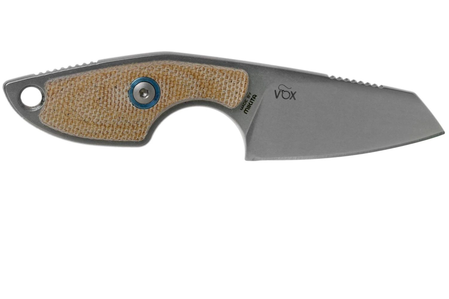 MKM Mikro 2 Wharncliffe, Stonewashed Natural Canvas Micarta Couteau De Cou, Jesper Voxnaes Design 2 MKM Mikro 2 Wharncliffe, Stonewashed Natural Canvas Micarta Couteau De Cou, Jesper Voxnaes Design – Image 2